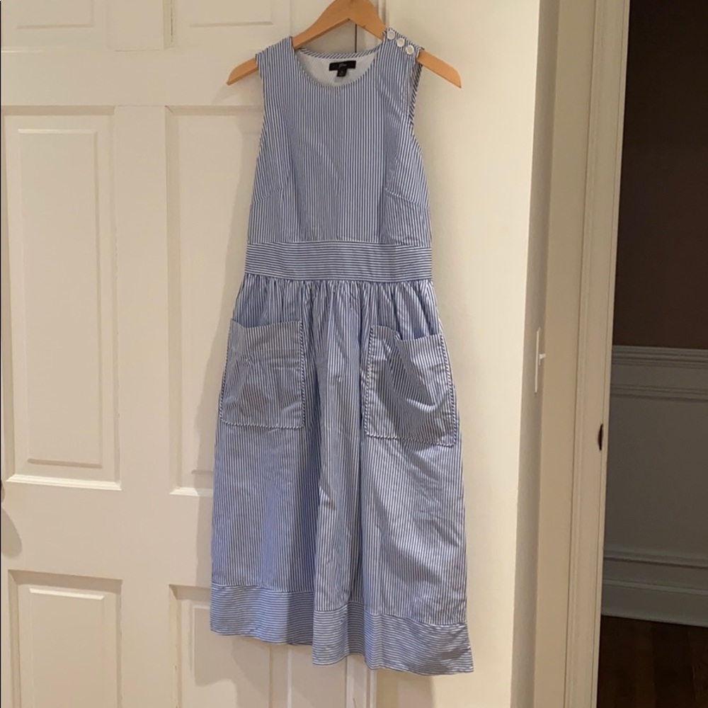 Jcrew blue stripe midi dress